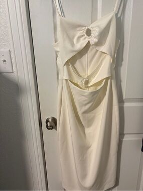 Elegant Cream Cutout Spaghetti-Strap Dress